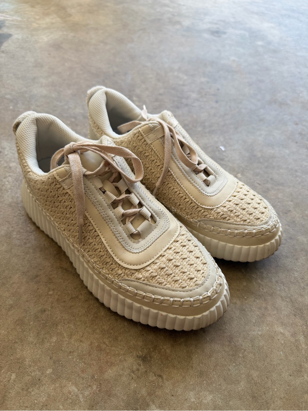 Woven Cream Platform Sneakers